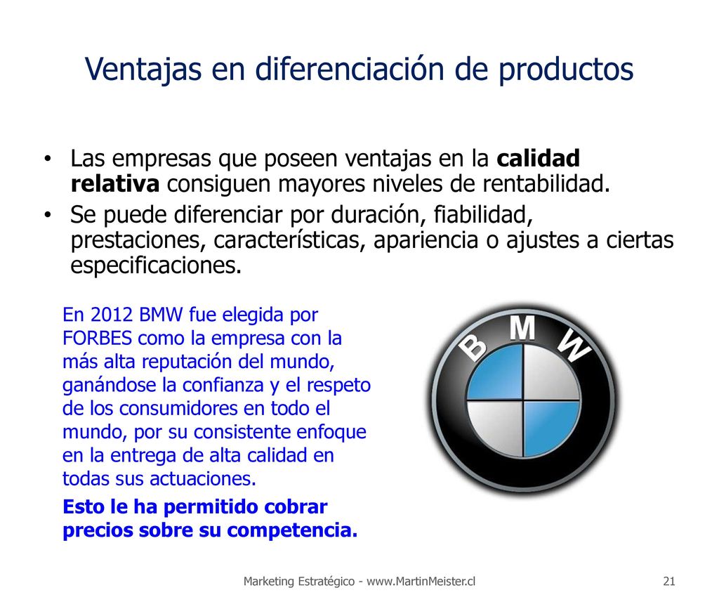 Ventajas en diferenciación de productos