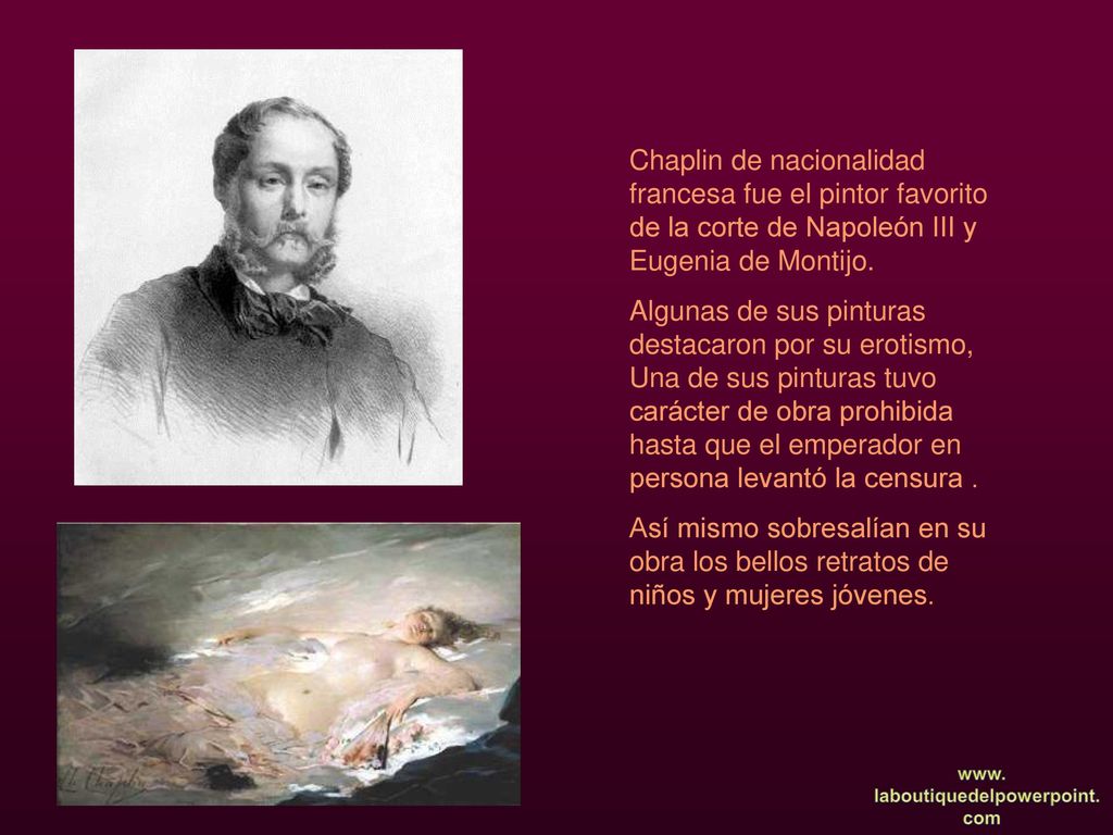 Chaplin de nacionalidad francesa fue el pintor favorito de la corte de Napoleón III y Eugenia de Montijo.