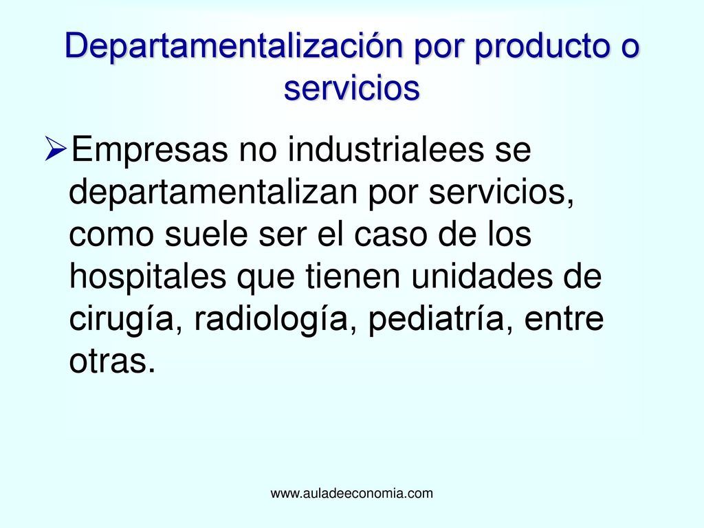 Departamentalización por producto o servicios