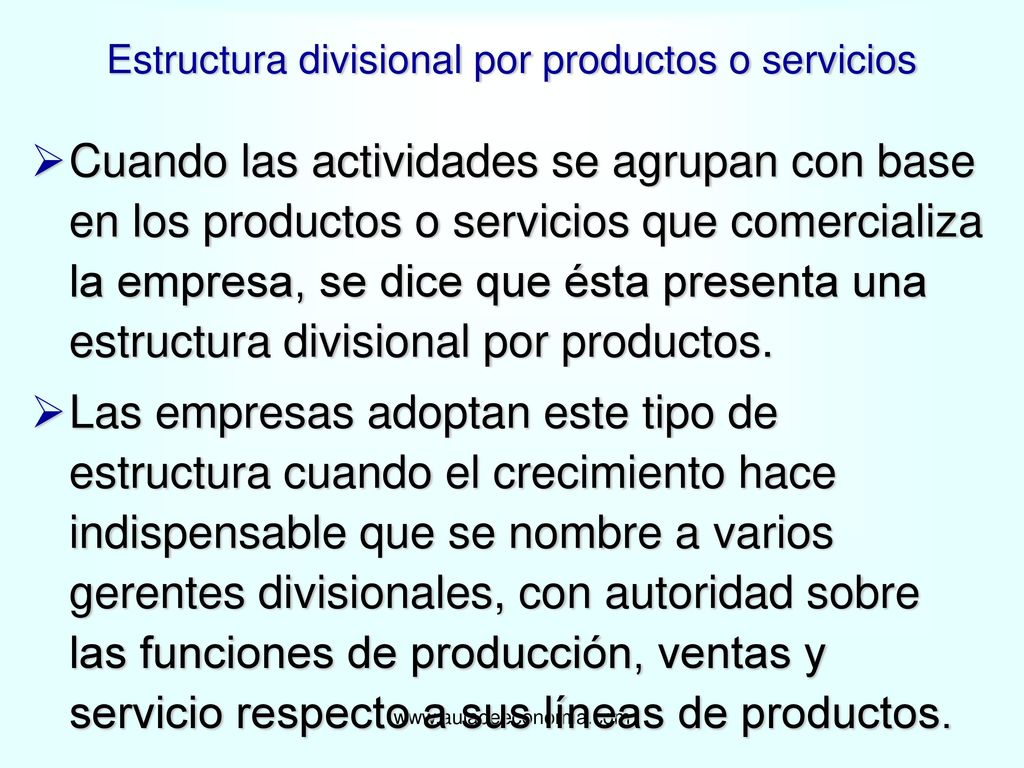 Estructura divisional por productos o servicios
