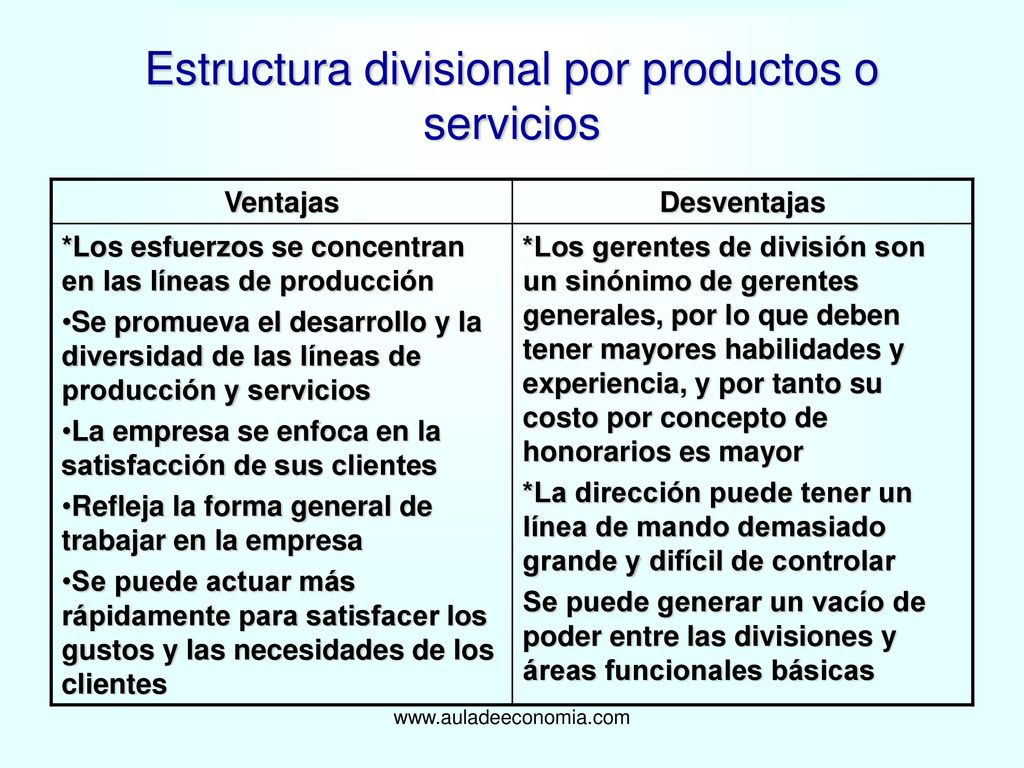 Estructura divisional por productos o servicios