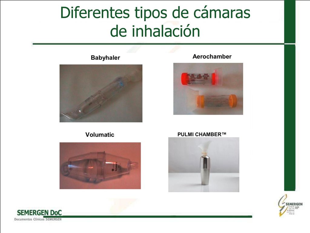 Diferentes tipos de cámaras de inhalación