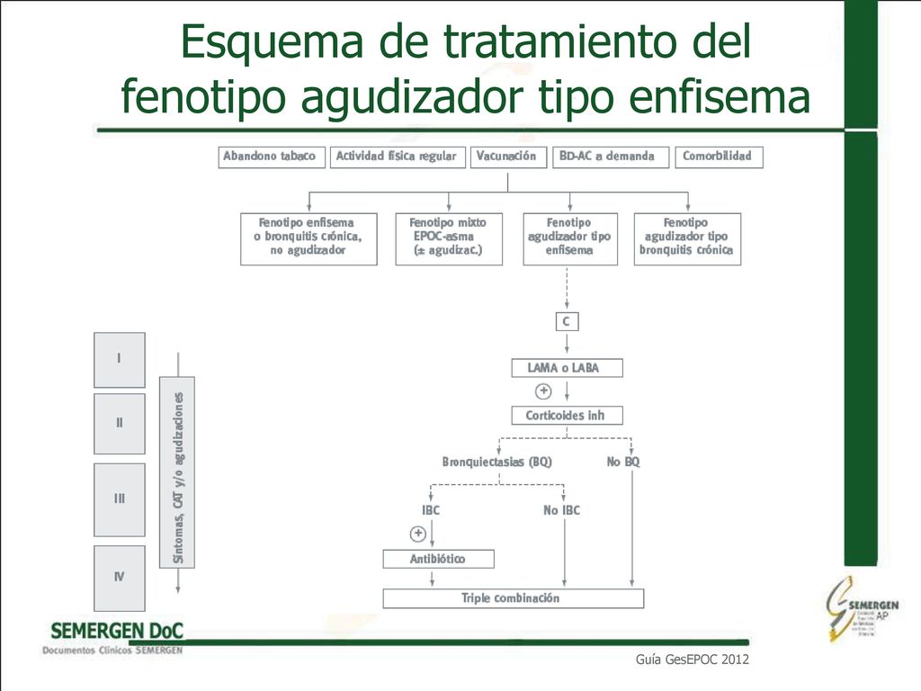 Esquema de tratamiento del fenotipo agudizador tipo enfisema