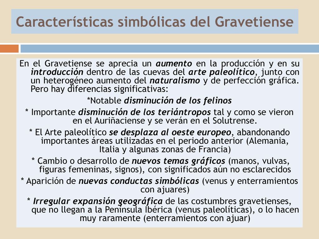 Características simbólicas del Gravetiense