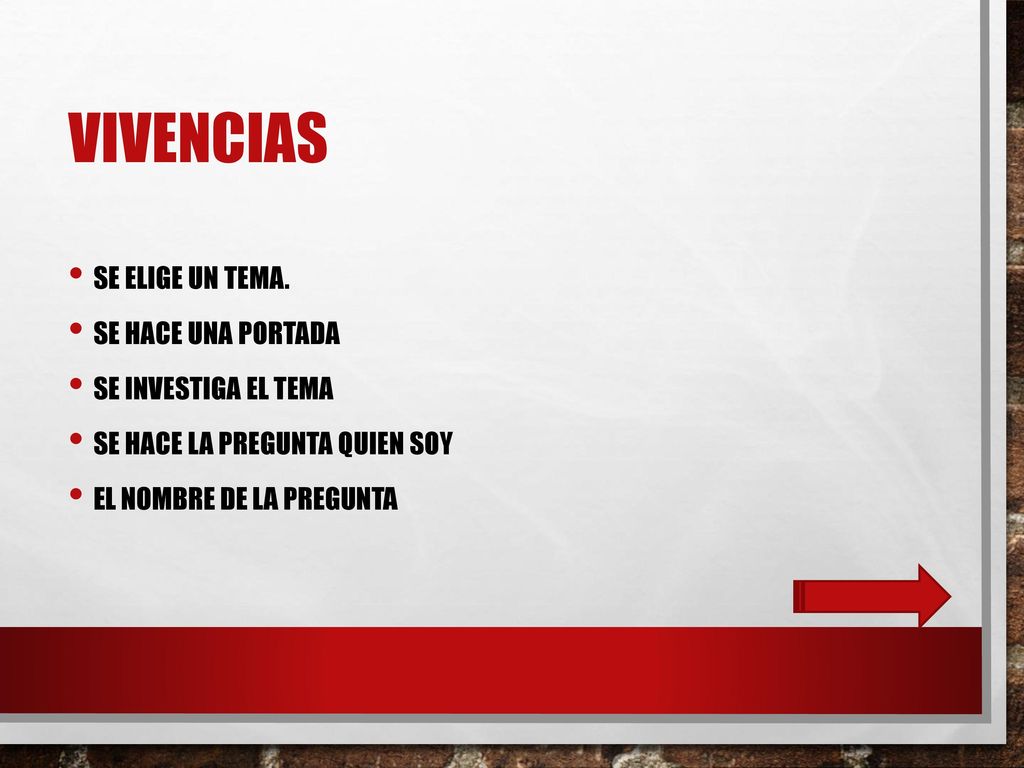 Vivencias Se elige un tema. se hace una portada Se investiga el tema