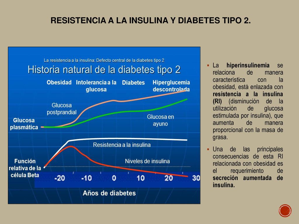 resistencia a la insulina y diabetes tipo 2.