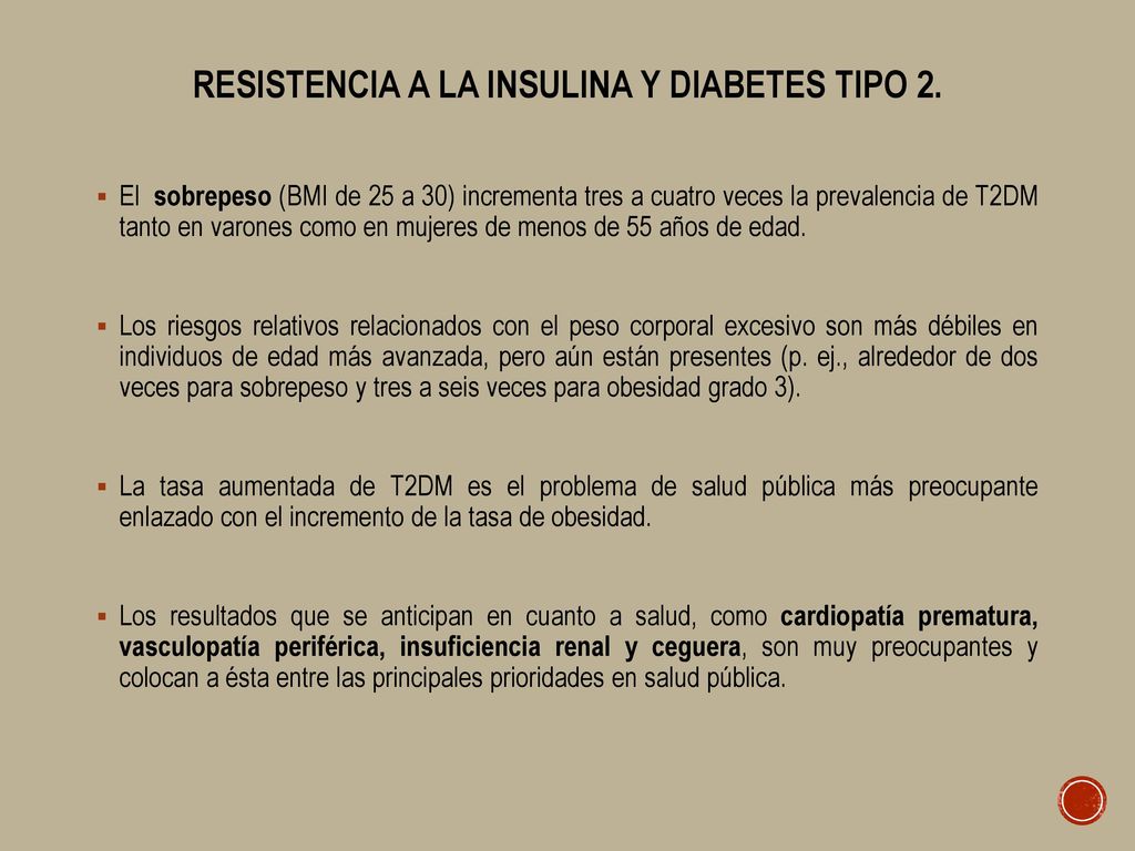 resistencia a la insulina y diabetes tipo 2.