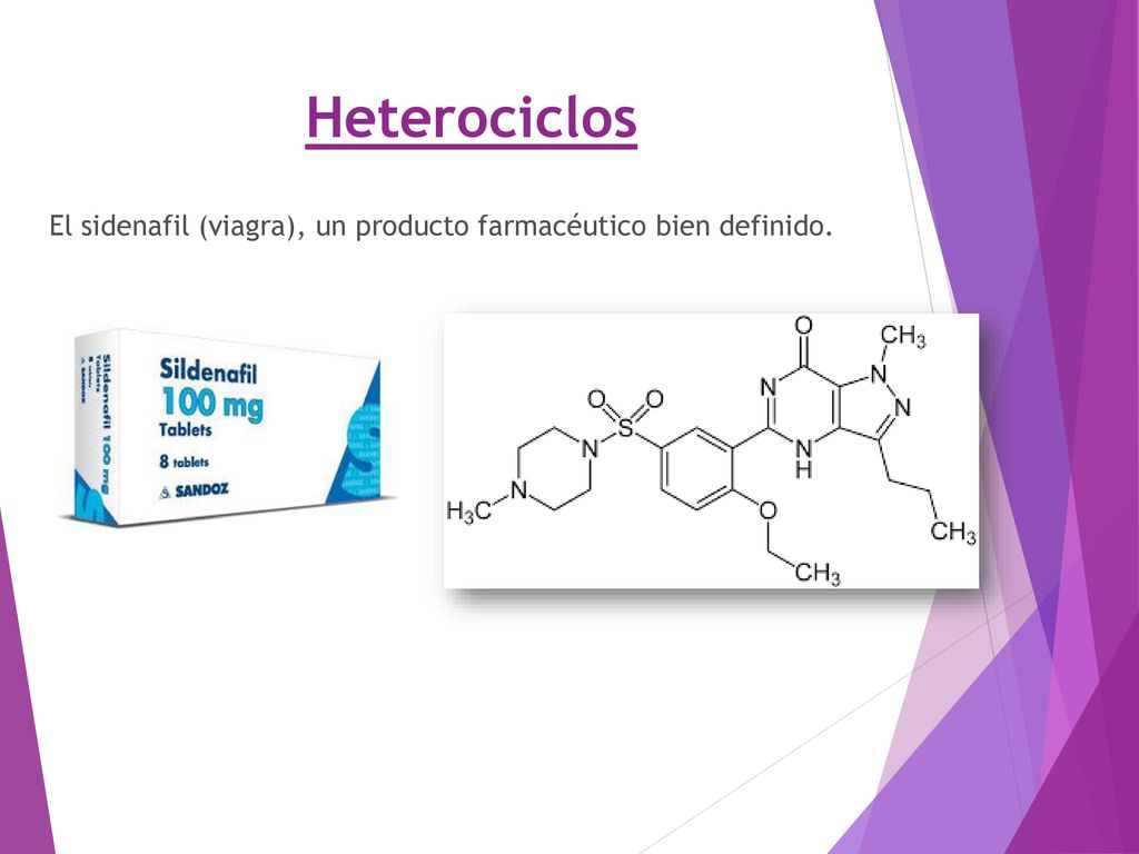 Heterociclos El sidenafil (viagra), un producto farmacéutico bien definido.