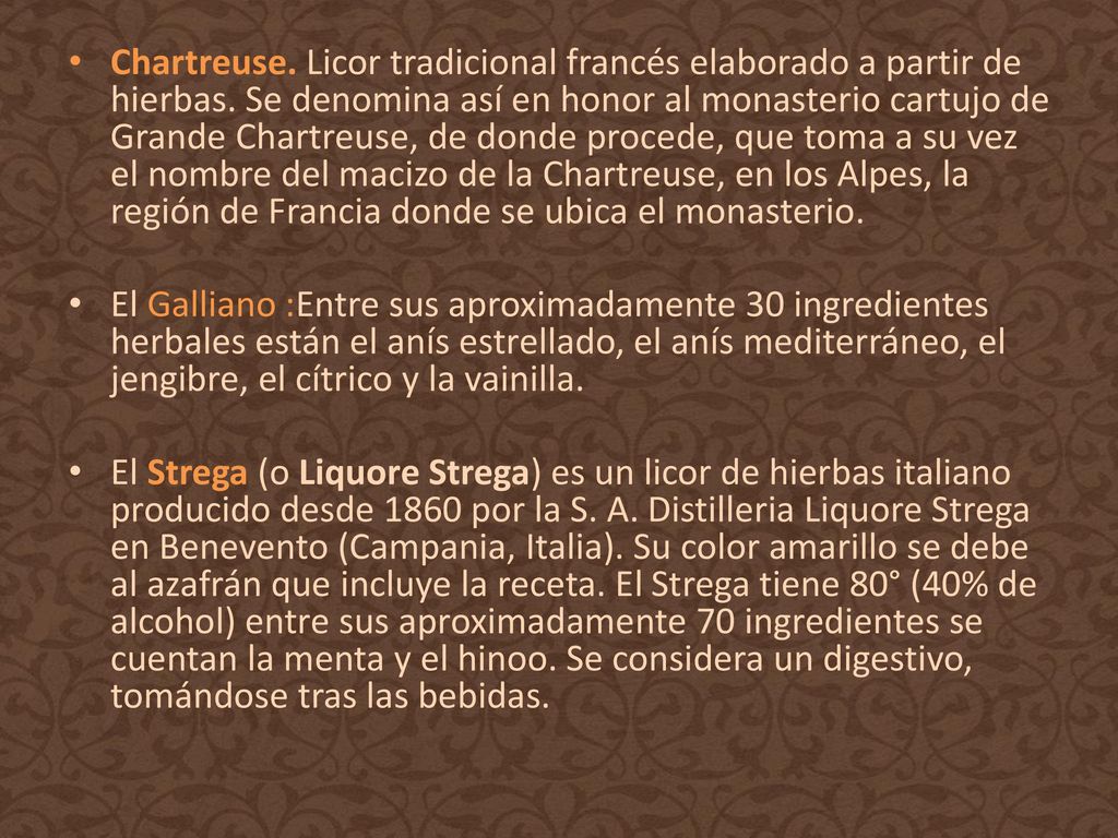 Chartreuse. Licor tradicional francés elaborado a partir de hierbas