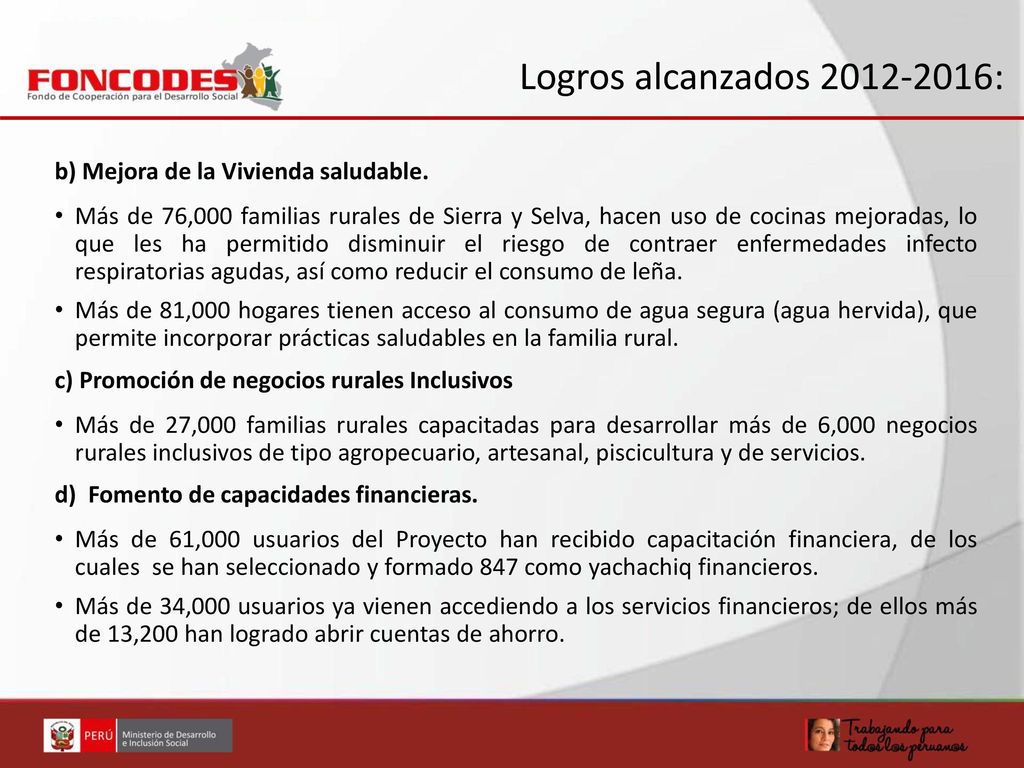 Logros alcanzados : b) Mejora de la Vivienda saludable.