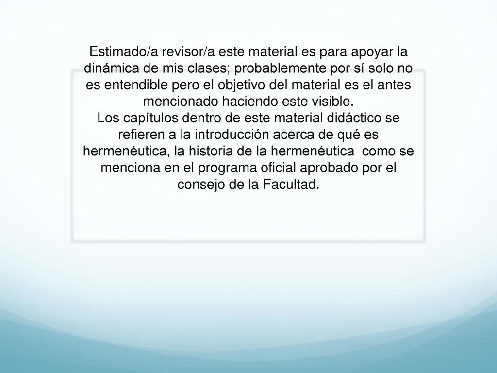 Estimado/a revisor/a este material es para apoyar la dinámica de mis clases; probablemente por sí solo no es entendible pero el objetivo del material es el antes mencionado haciendo este visible.