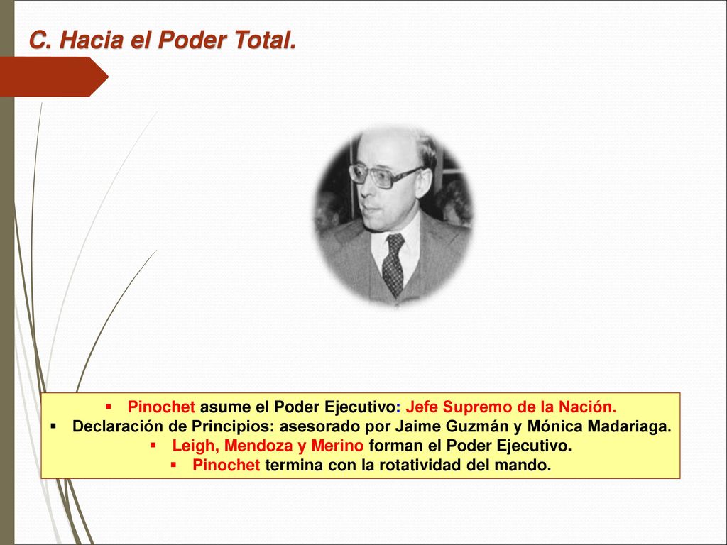 C. Hacia el Poder Total. Pinochet asume el Poder Ejecutivo: Jefe Supremo de la Nación.