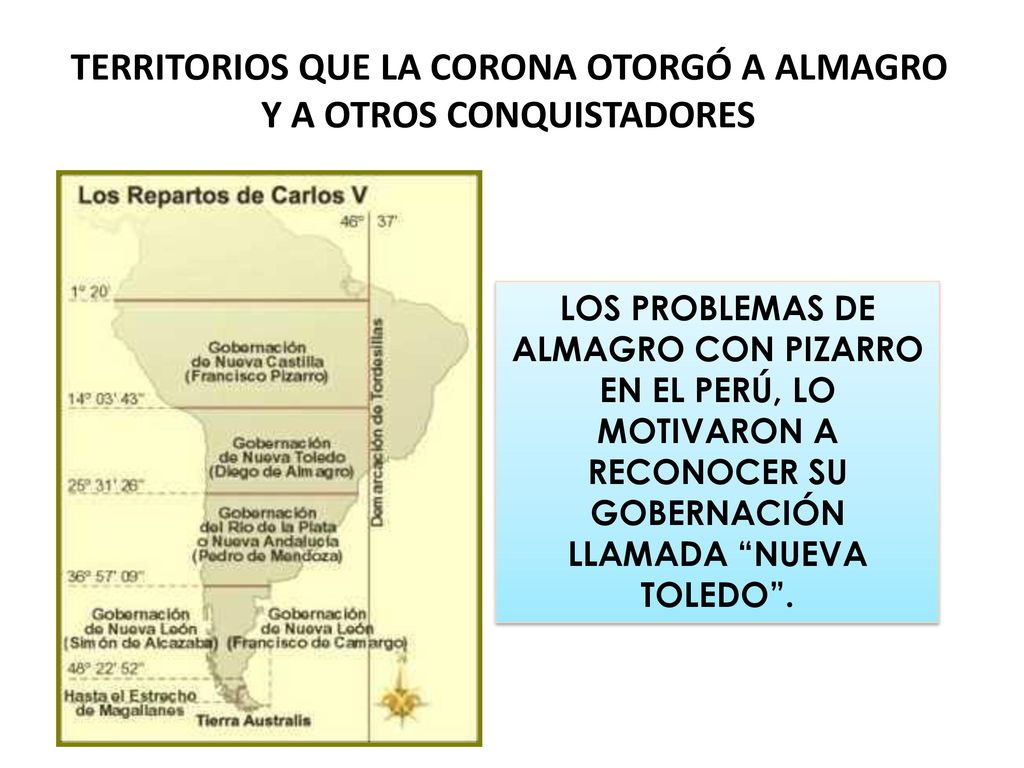 TERRITORIOS QUE LA CORONA OTORGÓ A ALMAGRO Y A OTROS CONQUISTADORES