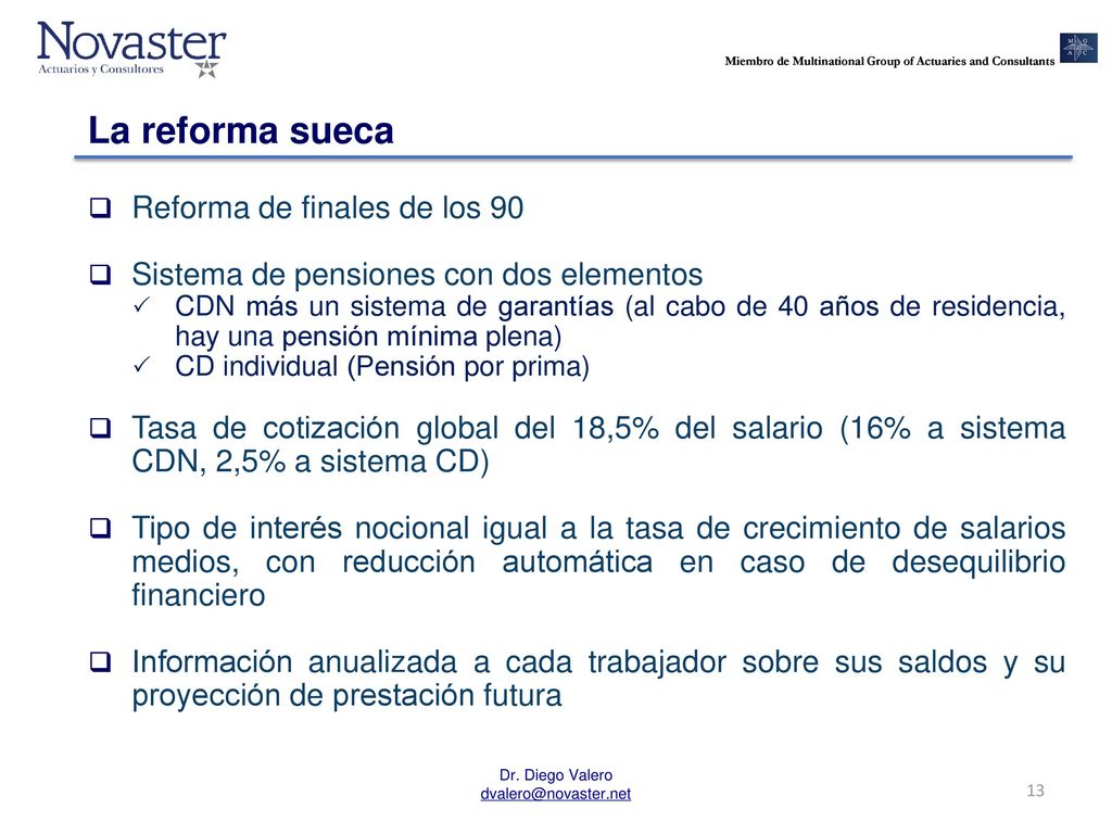 La reforma sueca Reforma de finales de los 90