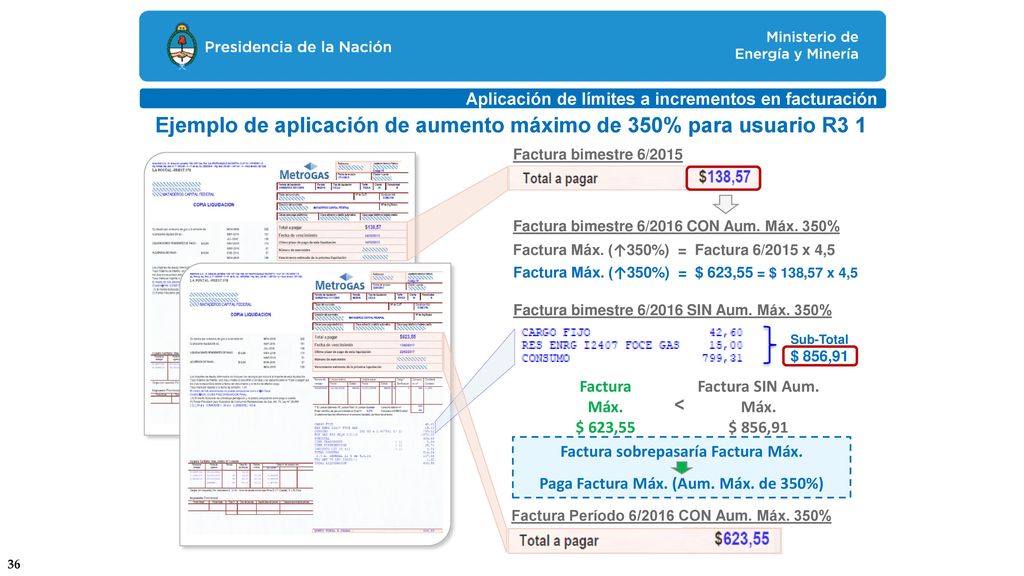 Ejemplo de aplicación de aumento máximo de 350% para usuario R3 1