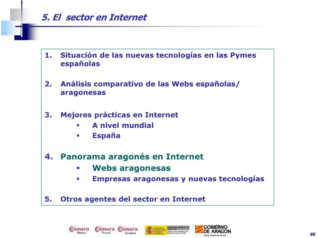 5. El sector en Internet Panorama aragonés en Internet Webs aragonesas