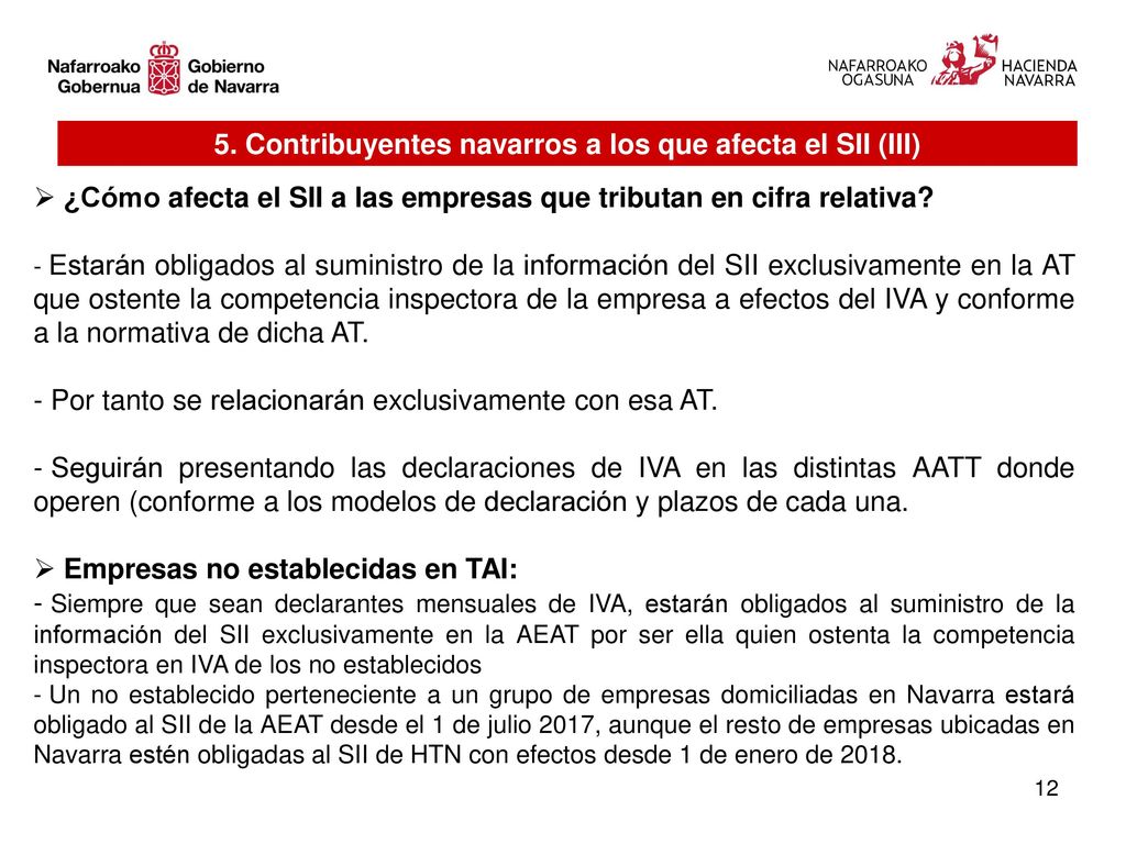 5. Contribuyentes navarros a los que afecta el SII (III)