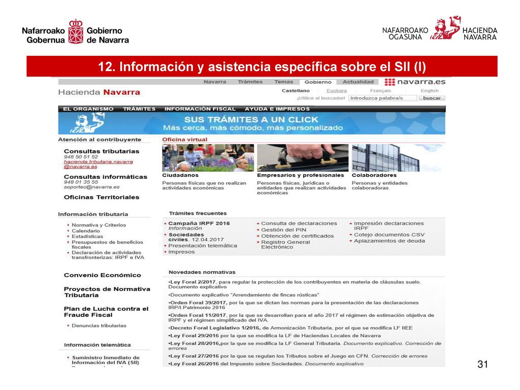 12. Información y asistencia específica sobre el SII (I)