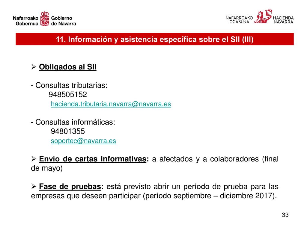 11. Información y asistencia específica sobre el SII (III)