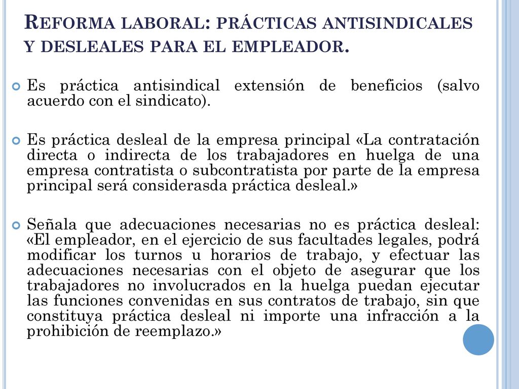 Reforma laboral: prácticas antisindicales y desleales para el empleador.