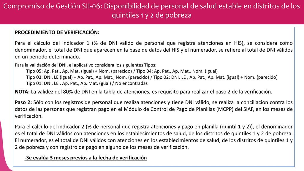 Compromiso de Gestión SII-06: Disponibilidad de personal de salud estable en distritos de los quintiles 1 y 2 de pobreza