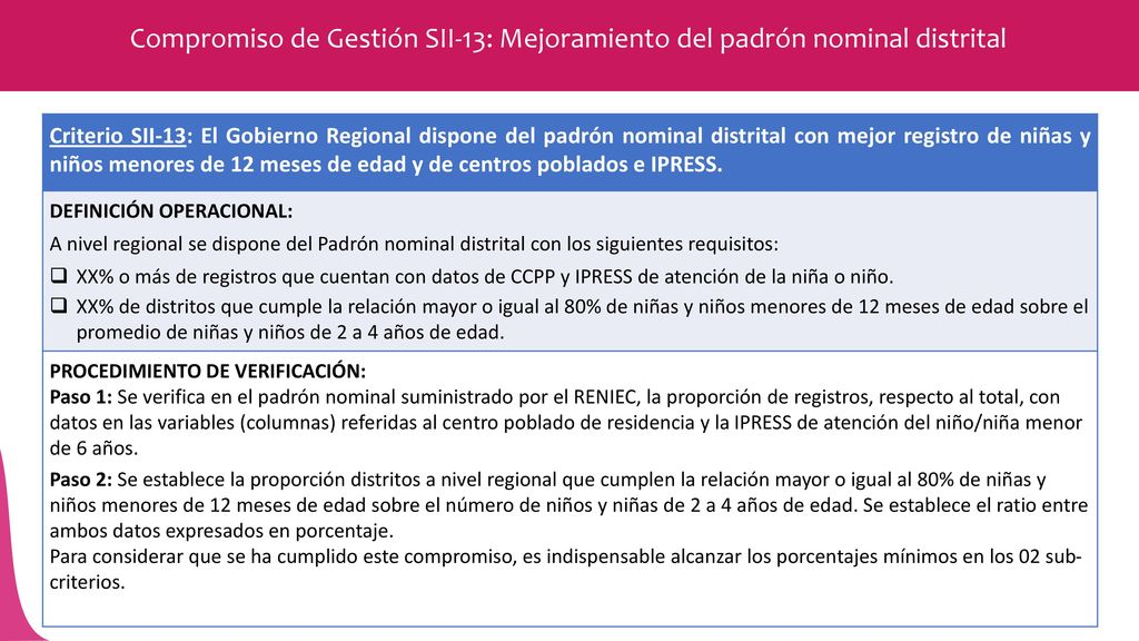 Compromiso de Gestión SII-13: Mejoramiento del padrón nominal distrital