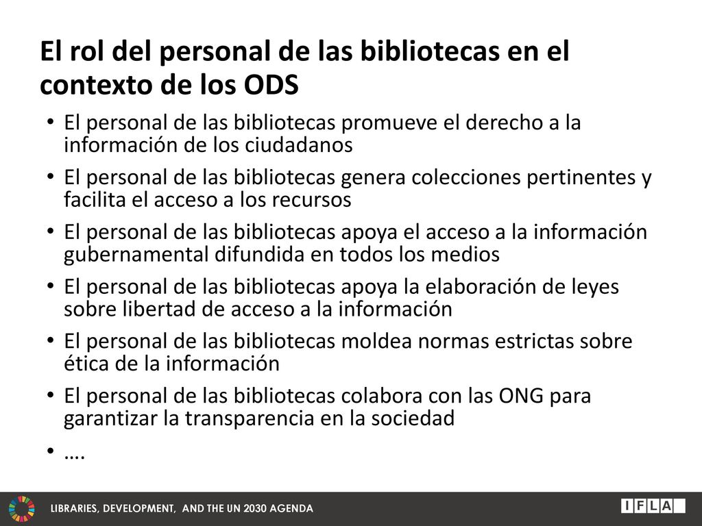 El rol del personal de las bibliotecas en el contexto de los ODS