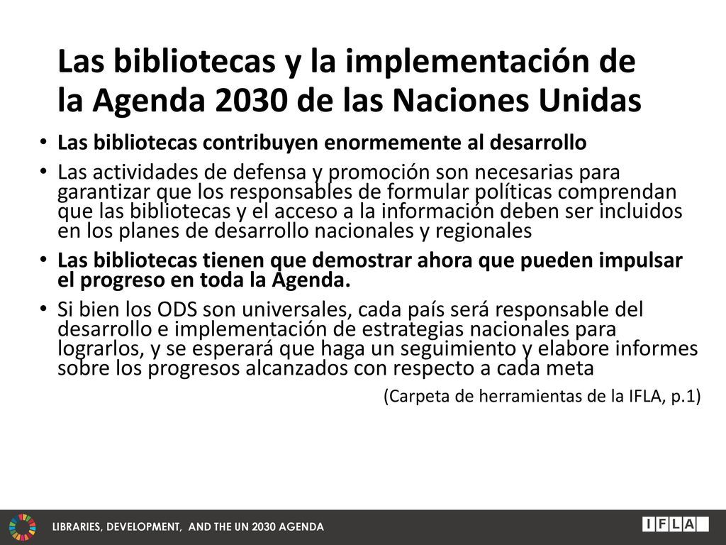 Las bibliotecas y la implementación de la Agenda 2030 de las Naciones Unidas