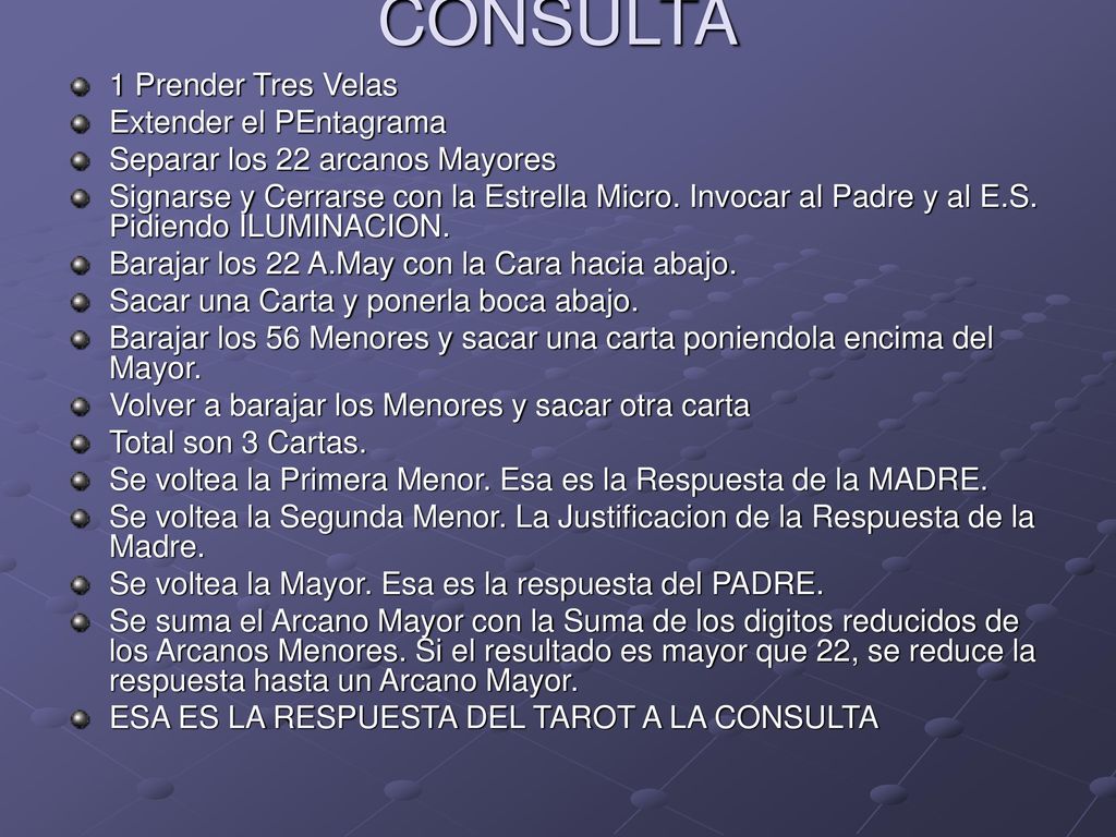 CONSULTA 1 Prender Tres Velas Extender el PEntagrama