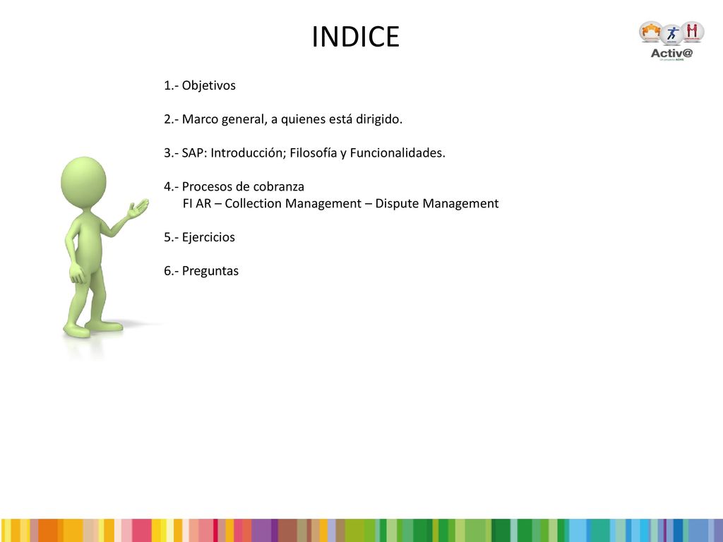 INDICE 1.- Objetivos 2.- Marco general, a quienes está dirigido.
