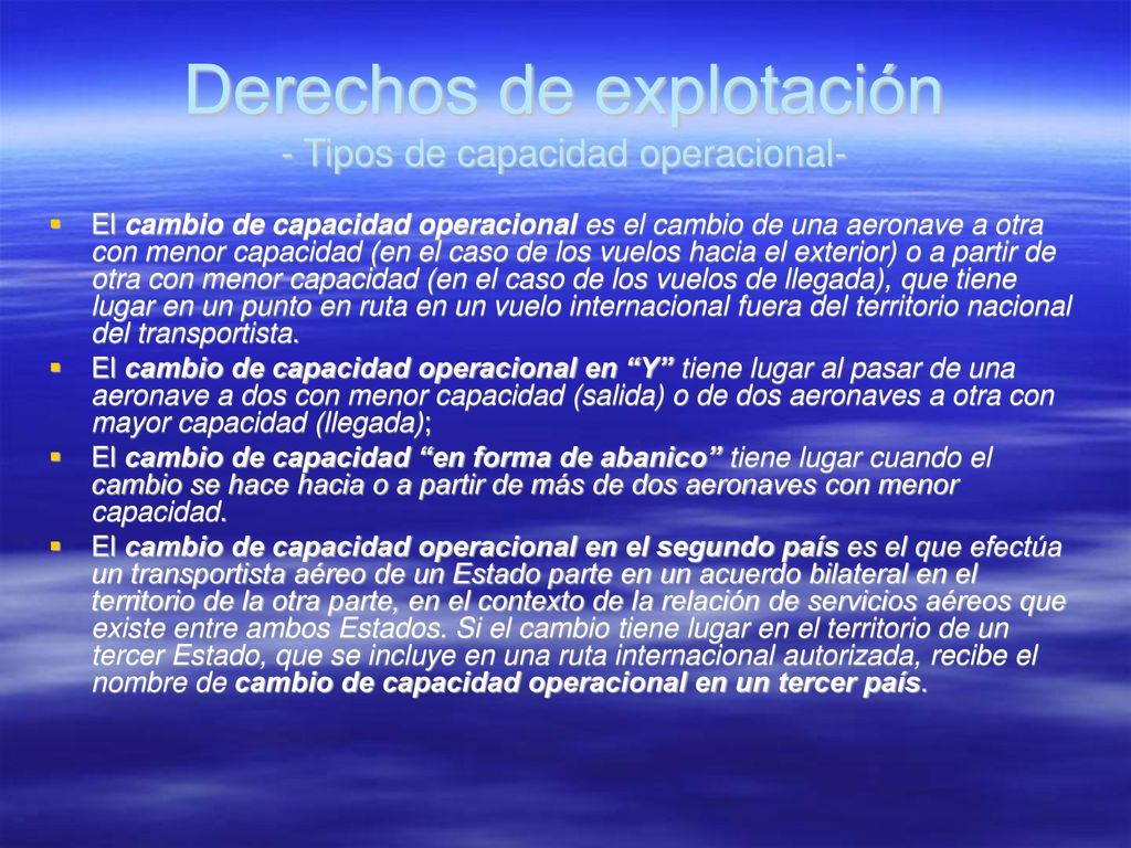 Derechos de explotación - Tipos de capacidad operacional-