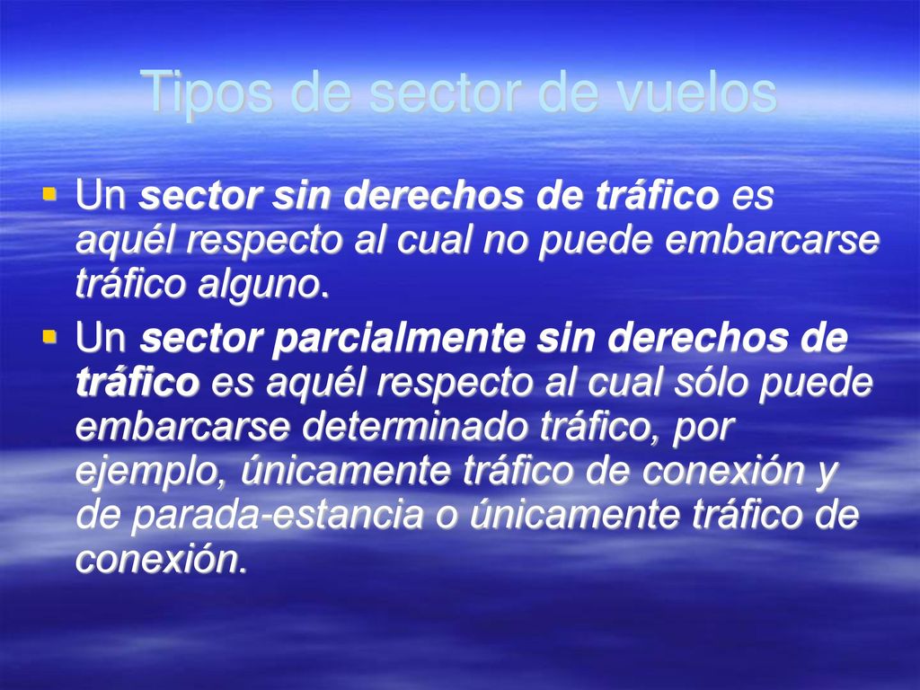 Tipos de sector de vuelos