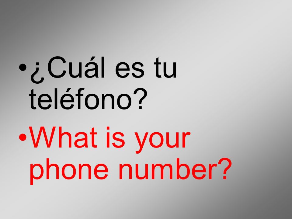 ¿Cuál es tu teléfono What is your phone number