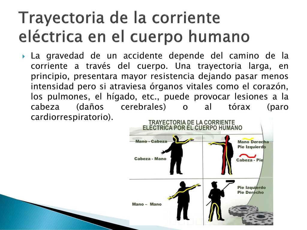 Trayectoria de la corriente eléctrica en el cuerpo humano