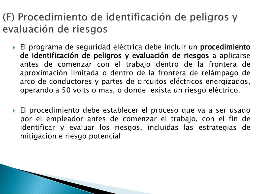 (F) Procedimiento de identificación de peligros y evaluación de riesgos