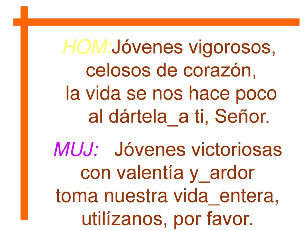 HOM: Jóvenes vigorosos, celosos de corazón, la vida se nos hace poco
