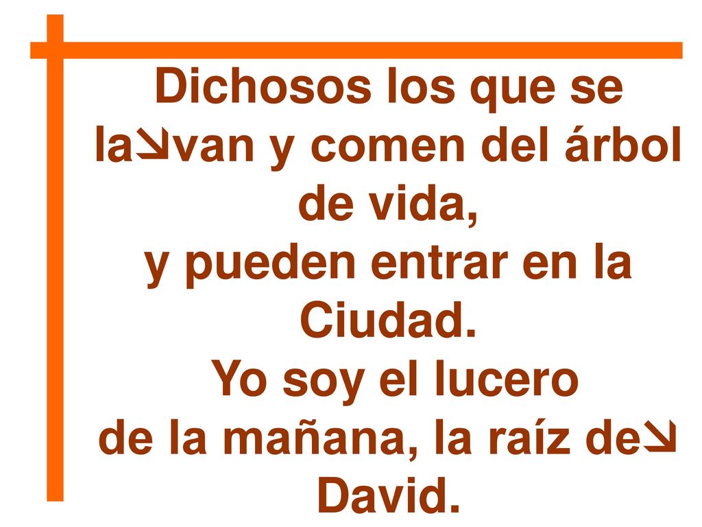 Dichosos los que se lavan y comen del árbol de vida,