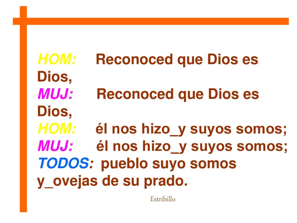 HOM: Reconoced que Dios es Dios, MUJ: Reconoced que Dios es Dios,