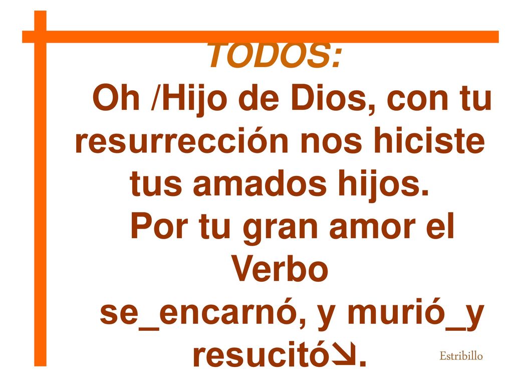 Oh /Hijo de Dios, con tu resurrección nos hiciste tus amados hijos.