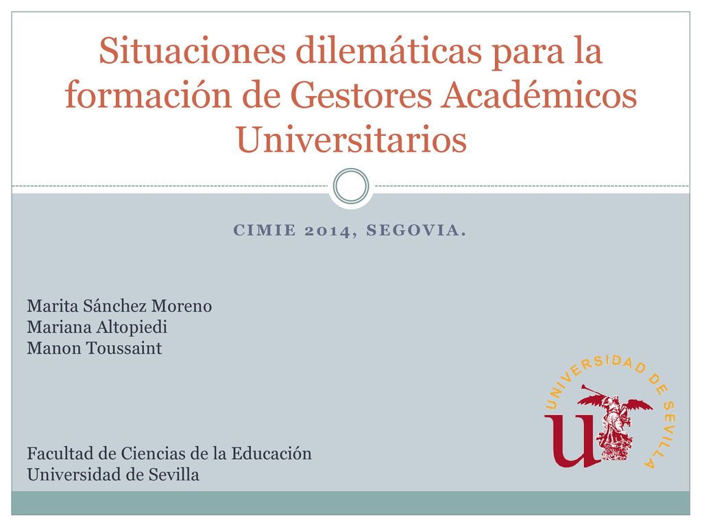 Situaciones dilemáticas para la formación de Gestores Académicos Universitarios