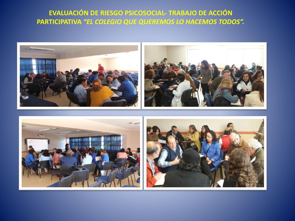 EVALUACIÓN DE RIESGO PSICOSOCIAL- TRABAJO DE ACCIÓN PARTICIPATIVA EL COLEGIO QUE QUEREMOS LO HACEMOS TODOS .
