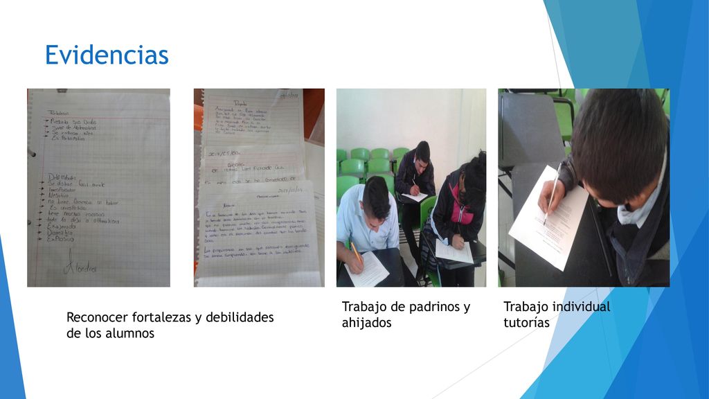 Evidencias Trabajo de padrinos y ahijados Trabajo individual tutorías