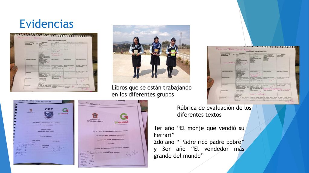 Evidencias Libros que se están trabajando en los diferentes grupos