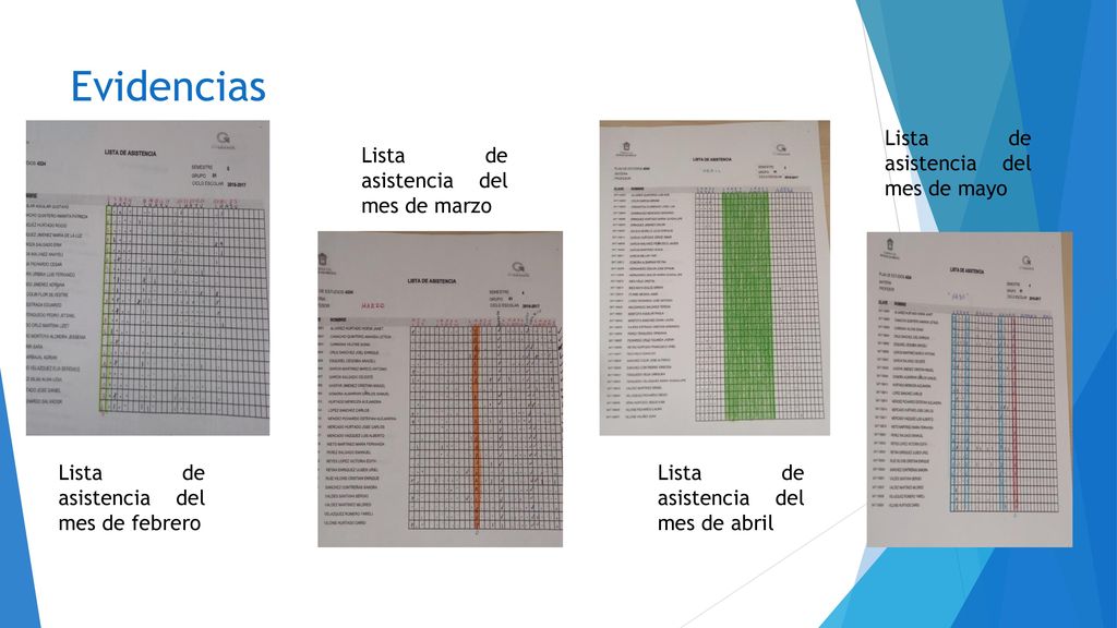Evidencias Lista de asistencia del mes de mayo