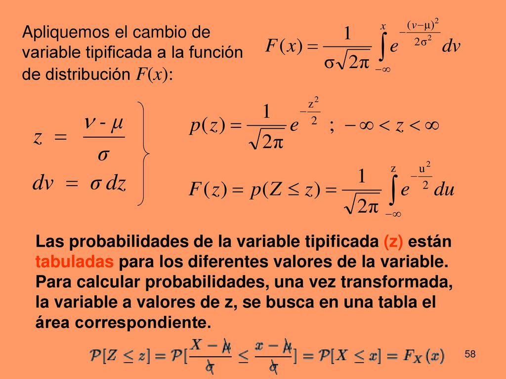 Apliquemos el cambio de variable tipificada a la función de distribución F(x):