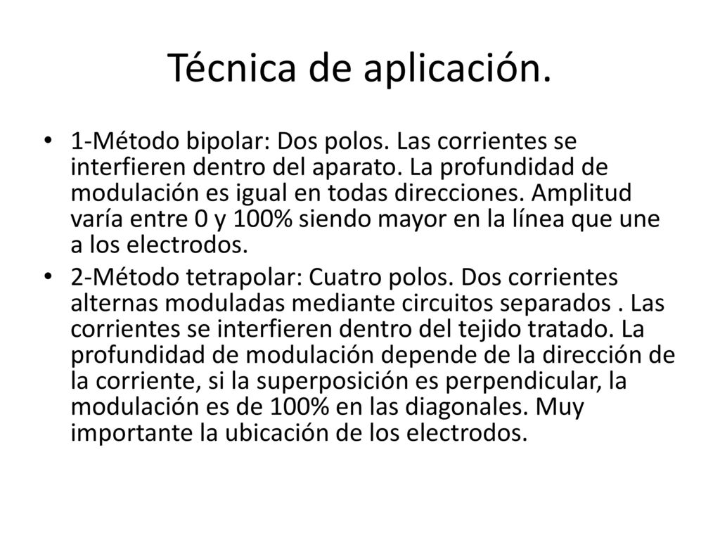 Técnica de aplicación.