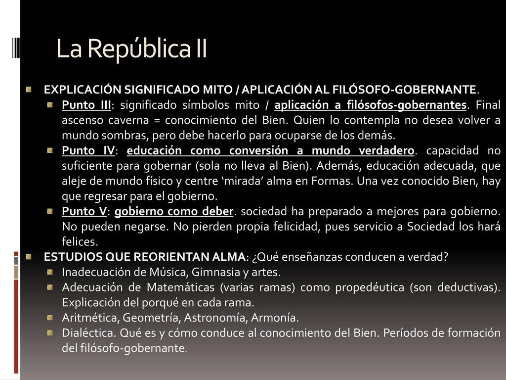 La República II EXPLICACIÓN SIGNIFICADO MITO / APLICACIÓN AL FILÓSOFO-GOBERNANTE.