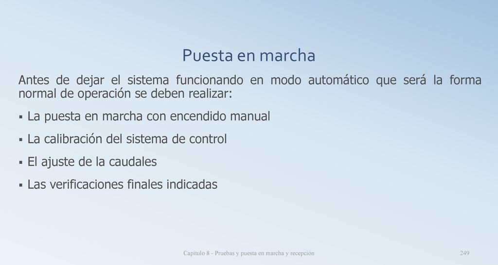 Capítulo 8 - Pruebas y puesta en marcha y recepción