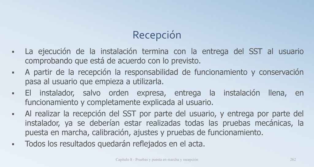 Capítulo 8 - Pruebas y puesta en marcha y recepción