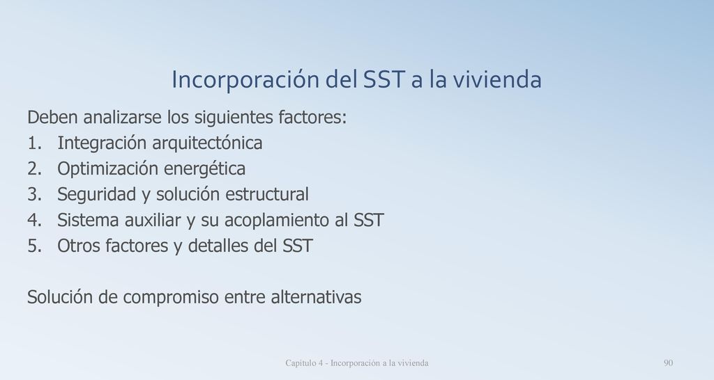 Incorporación del SST a la vivienda